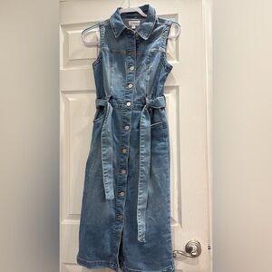 Sleeveless Denim Button-Down Dress